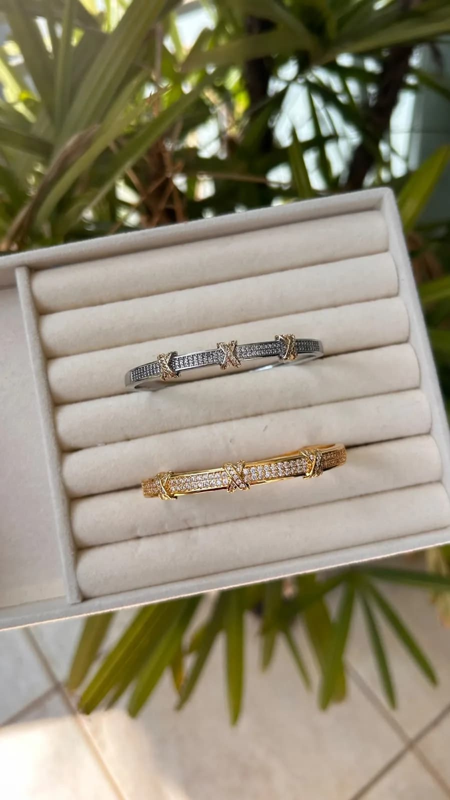 Bracelete Cravejado - Ródio Branco