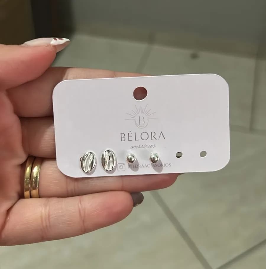 Brinco Duplinha Conchá e Bolinha