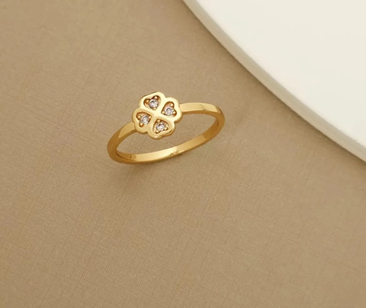 Anel Trevo de Quatro Folhas - Dourado
