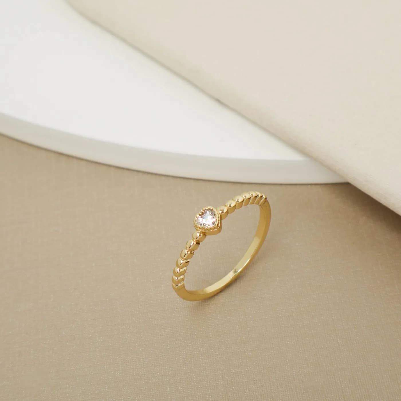 Anel Zircônia em Formato de Coração